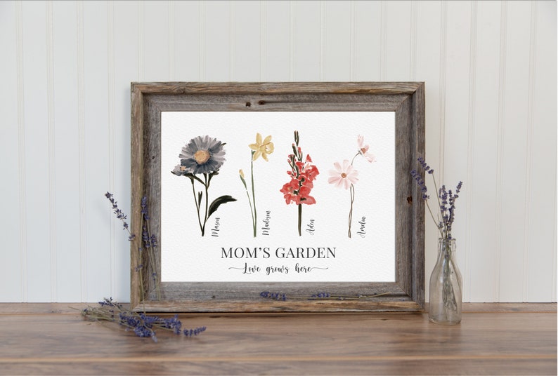 Mothers Day Gift For Grandmother Grandma's Garden Custom Grandkids Birthday Month Flowers Print, Personalized Family Gift For Grandparent EP image 5