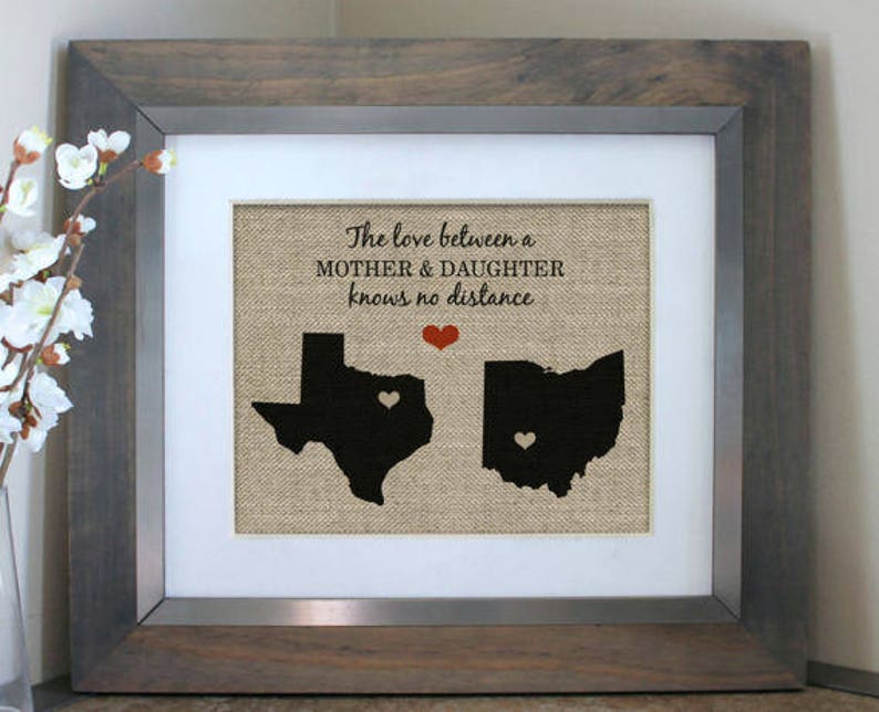 Mother Daughter Gift Long Distance Relationship Gift Idea Mothers Day Map Mothers Day Gift for Mom Gifts for Mom From Daughter Son image 1