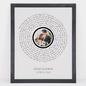 Gift for Her Valentine's Day Gifts for Her Framed Wedding Song Lyrics Custom Lyrics With Photo Print Song Lyric Print Fifth Year Anniversary image 2