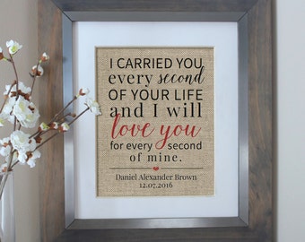 I Carried You Burlap Print | Child Loss, Infant Loss, Miscarriage, Sympathy Gift | Memorial | Pregnancy Loss Memorial | Child Loss Gift