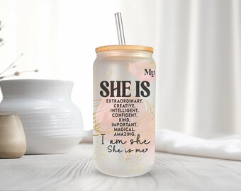 Custom name Daily reminders Glass tumbler Mental Health Tumbler Daily Affirmations Glass cup 16oz Affirmations tumbler best friend gifts