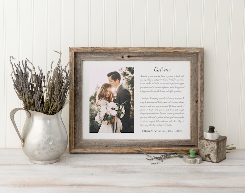 Framed wedding vows custom print