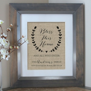 Bless This Home Closing Gift | New Home Housewarming Gift | Personalized Family Name Sign | House Warming Address Sign Real Estate Gift