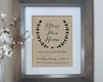 Bless This Home Closing Gift | New Home Housewarming Gift | Personalized Family Name Sign | House Warming Address Sign Real Estate Gift