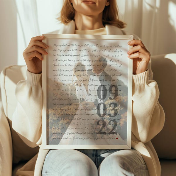 Wedding Gifts First Dance Song with photo Anniversary Song Lyrics 1st Valentines Gift for Her One Year Anniversary Gift Wedding Vow Wall Art