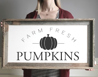 Farm Fresh Pumpkins Sign | Fall Sign | Pumpkin Decor | Seasonal, Autumn Wood Sign | Fall Farmhouse Sign | Fall Wall Decor | Farmhouse Signs