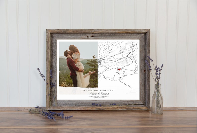 Wedding Gifts, Engagement Gift for Couple, Where We Met Map Gift, Where She Said Yes, Custom Map Location, Valentines Gift Bild 1