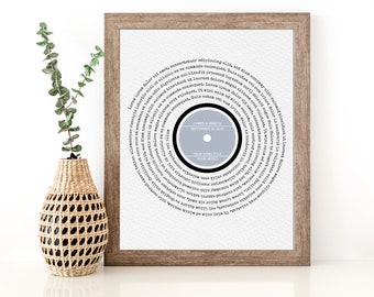 Vinyl Record Print, Custom Poster Print, Custom Vinyl Wedding Gift, Favorite Song Print, Record Lyric Print, Any Song Lyrics, First Dance