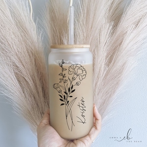 Personalized Birth Flower Tumbler Personalized Birth Flower Coffee Cup With Name Bridesmaid Proposal Gifts for Her Party Favor