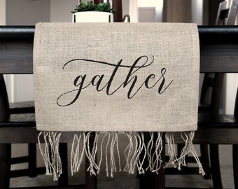 Rustic Centerpiece | Table Runner | Personalized Burlap Table Runner | Monogrammed Table Runner |Cabin Farmhouse Dining Table | Rustic Decor