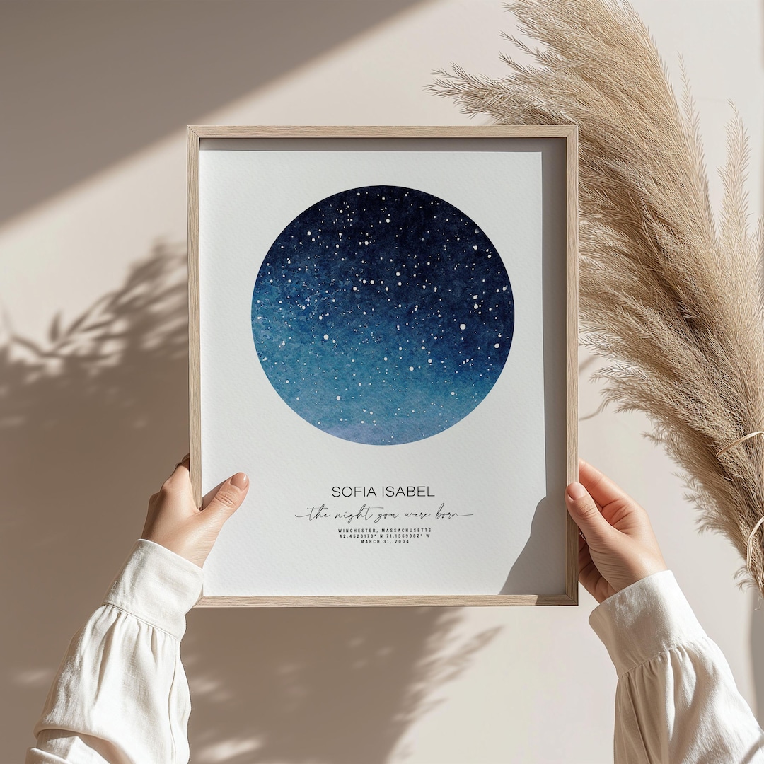 On the Day You Were Born Birthday Star Map Night Sky Birth Date Print ...