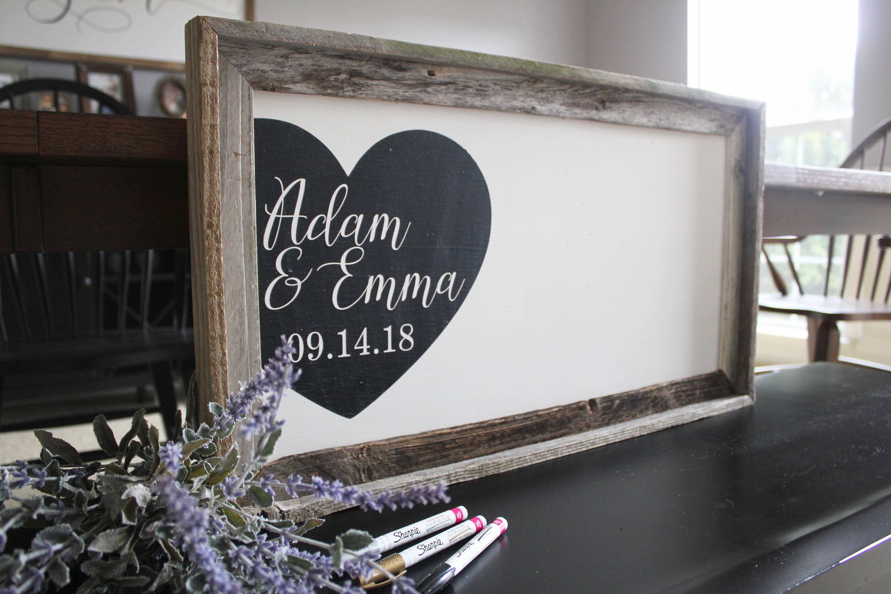 Hand Painted Barnwood Guest Book