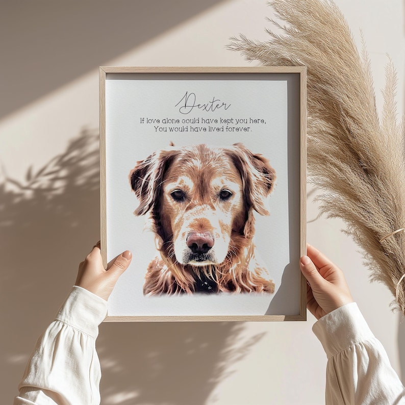 Personalized Pet Memorial Dog Frame Pet Loss Gifts Cat Loss Gift Dog Mom Gift Pet Portrait Gift Pet Sympathy Gift Watercolor Pet Portrait image 1