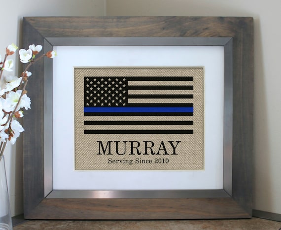 Thin Blue Line Flag Personalized Police Officer Gift Etsy Denmark