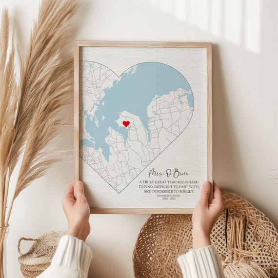 Personalized Retirement Gift for Teacher or Principal Retiring Teacher Thank you Gift Map Appreciation Gift for Principal Retirement Party