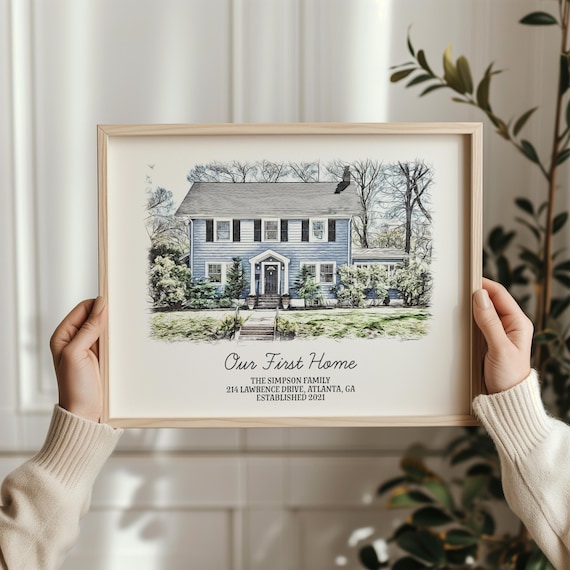 Custom Portrait Gift Home Portrait house painting housewarming gift home sweet home sign watercolor home house portrait realtor gift