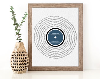 Vinyl Record Song Lyrics - 2nd 4th and 12th 5th Wood Anniversary - for Music Loving Husband or Wife -  Christmas gift for wife