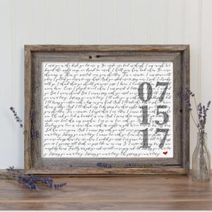 Home Gift for Her First Anniversary Wedding Gift Song Lyrics 1st Anniversary Gift One Year Anniversary Gift First Dance Song Lyrics