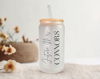 Personalized Future Mrs Glass Can Cup Glass, Future Mrs Glass, Wedding Gifts, Bridal Shower Tumbler, Gifts for Bride, Perfect Bride Gift
