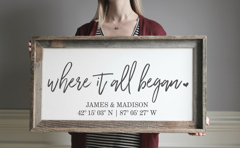 Where It All Began Sign Custom Coordinates Wood Sign Latitude Longitude Sign Personalized Signs 5th Anniversary Valentines Day Gift for him
