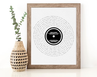 Valentines Day Gift for Her Song Lyric Print, Record Lyric Print, Song Lyrics First Dance, Personalized Record Print, Custom Poster Print