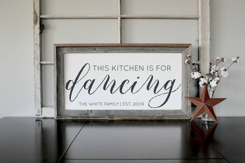 This Kitchen is for Dancing Kitchen Sign Rustic Kitchen Sign Kitchen Dance Sign Framed Kitchen Sign Wood Sign Personalized Gift for Mom image 1