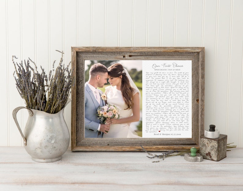 Framed Wedding Song Lyrics, Your Wedding Song, Wedding Vows Couples Song, Anniversary Gift, Couples Gift, First Song Sign, Wedding image 1