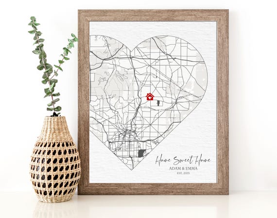 Custom Home Map First Time Home Buyer Personalized Housewarming Gift First Home Gift Map Our First Home Our Home Map Gift from Realtor