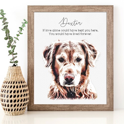 Dog Memorial Gift - Custom Pet Portrait Memorial Dog Frame | Pet Loss Gift Cat Loss Gift | Dog Mom Gift | Personalized Gift | Pet Loss Frame