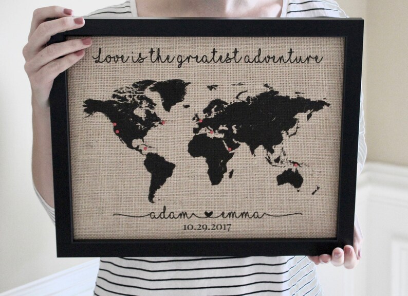 Personalized Travel Gifts, World Push Pin Map, Travel Map With Frame ...