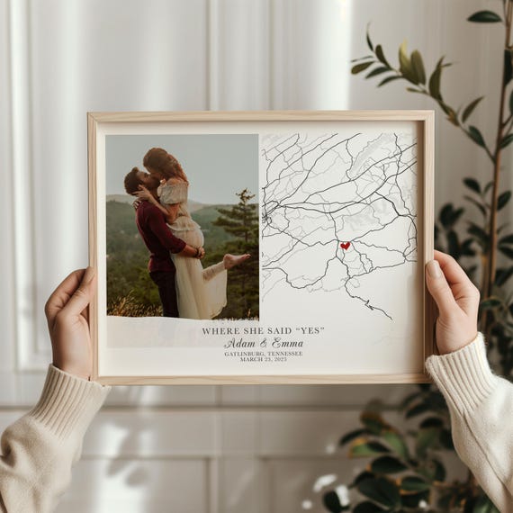 Wedding Gift Where We Met Map Gift Wedding Gifts Engagement Gift for Couple Personalized Map Print Where She Said Yes Custom Map Location