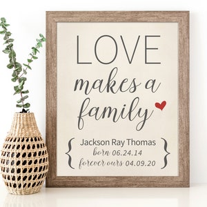 Love Makes a Family Adoption Gift Gift for Gotcha Day Family Gift for Adoption Adoption Announcement New Parent Gift