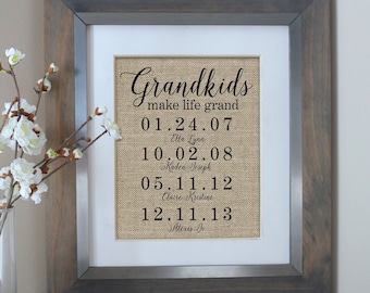Grandparents Sign Mothers Day Gift for Grandma Grandkids Make Life Grand Sign Grandparent Gifts Grandkids Sign Birthday Gift for Her
