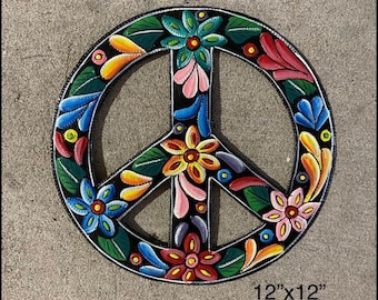 Metal Peace Sign Handmade in Haiti Fair Trade Hippie Chick Make Love Not War