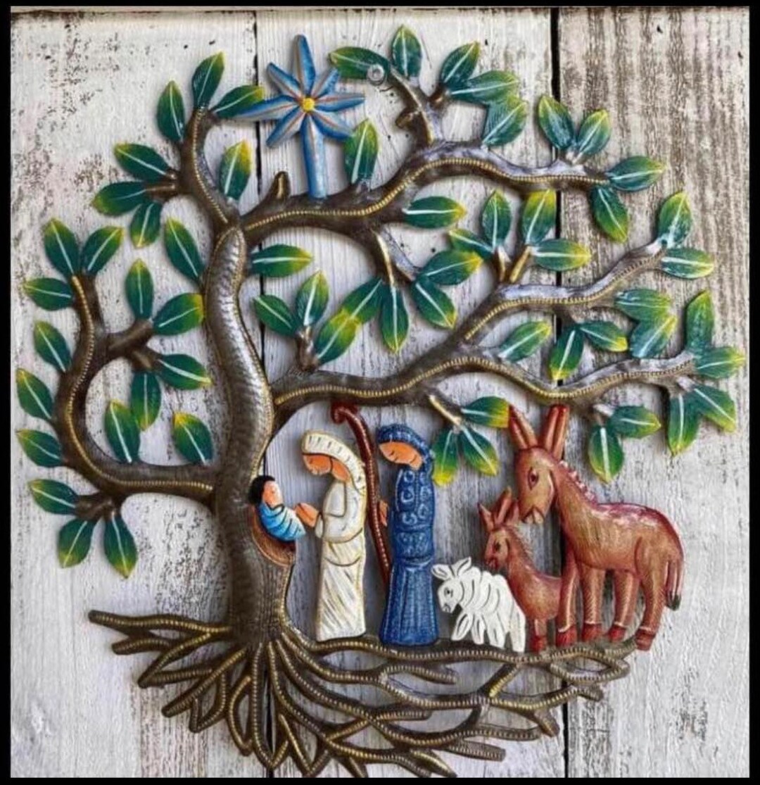 Tree of Life Nativity Metal Handmade in Haiti Christmas Christ Etsy