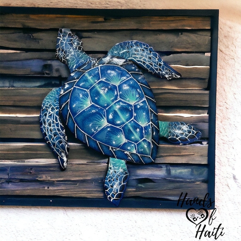Turtle Wall Decor Nautical Coastal Home Sea Art Handcraft Ocean ...