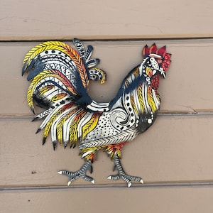 Rooster Chicken Hen Farm Country Life Eggs Coop Fair Trade Metal Piece Best Seller! Haitian Metal Art