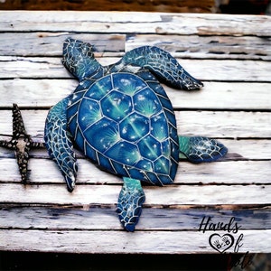 Turtle wall decor nautical coastal home sea art handcraft ocean inspired beach house sculpture figurine marine life lover gift coast fish