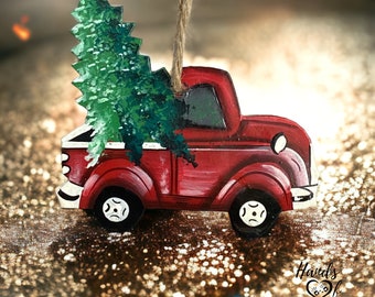Christmas Tree Truck Ornament Nativity Manger Metal Holiday Santa Present Ornament Exchange
