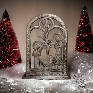 Nativity Haitian Metal Art Jesus God Christmas Home Decor  - Fair Trade Christmas Hope Manger Holiday Joy