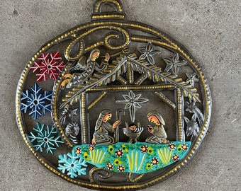 14” Ornament Nativity Metal Handmade in Haiti Christmas Christ Holy Night Jesus Mary Gift Present Joseph Fair Trade Holiday Art Decor