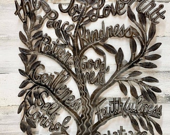 Fruit of the Spirit Handmade Metal Sign Love Joy Peace Patience Kindness Goodness Faithfulness Gentleness Self Control Galatians 5:22