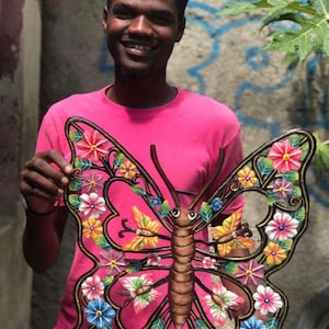 Metal Butterfly Monarch Caterpillars Garden Outdoor Patio Indoor Decor Haitian Art Yard Porch Butterflies Swallowtail Red Admiral Karner