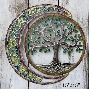 Moon Tree of Life Piece Handmade in Haiti Fair Trade Sun Solstice Garden Home Decor Yoga Zen