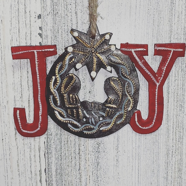 Joy Nativity Ornament Painted