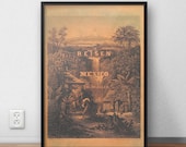 Mexico book cover, Bronze, Gold, Original Art Print, Poster Wall Art, High Quality Print, Wall Decor