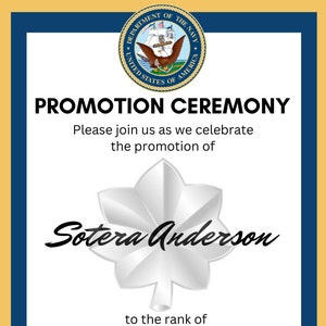 Navy Promotion Invitation | Enlisted | Officer | Military | Digital Download