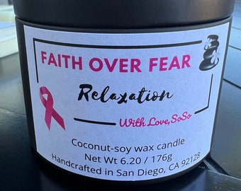 Scented Coconut Soy WAX CANDLE | Relaxation Scent | Handmade | Relax | Gift | Breast Cancer