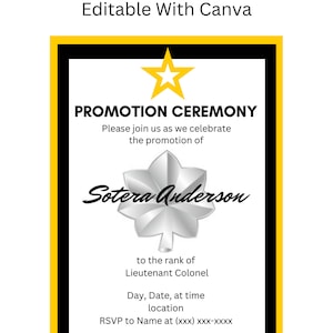 Army Promotion Invitation | Enlisted | Officer | Military | Digital Download