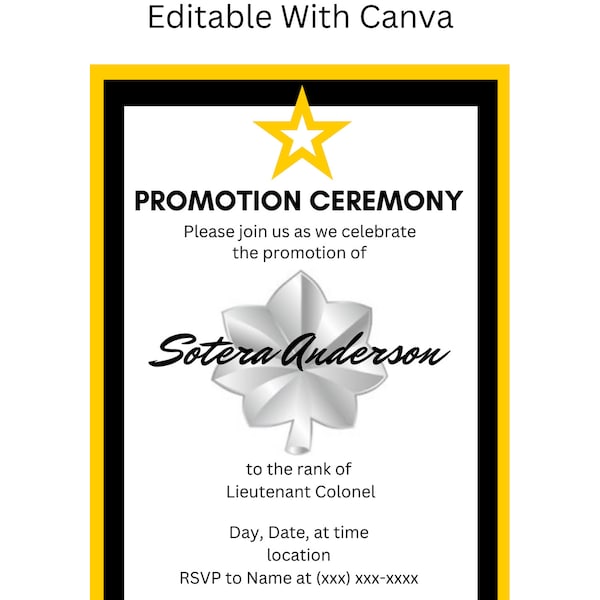 Army Promotion Invitation | Enlisted | Officer | Military | Digital Download